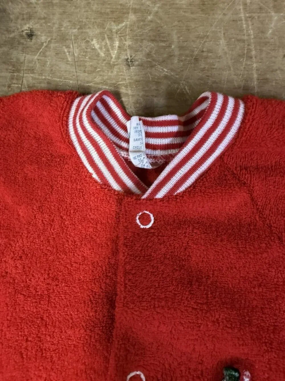 Vintage 1980s Alexis Terry Cloth 2T Sleeper Christmas Candy Cane Red Cap Toddler